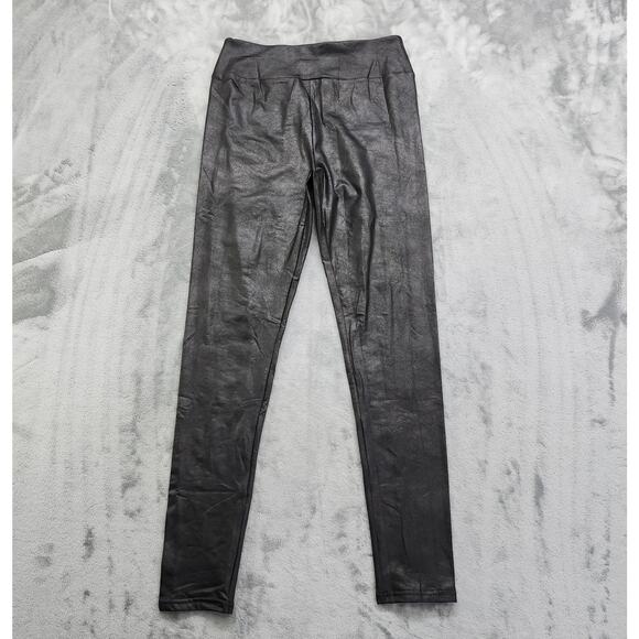 Joyspun Pants Womens L Black Crackle Footless Weekend Tights Pull On High Rise - Picture 1 of 8